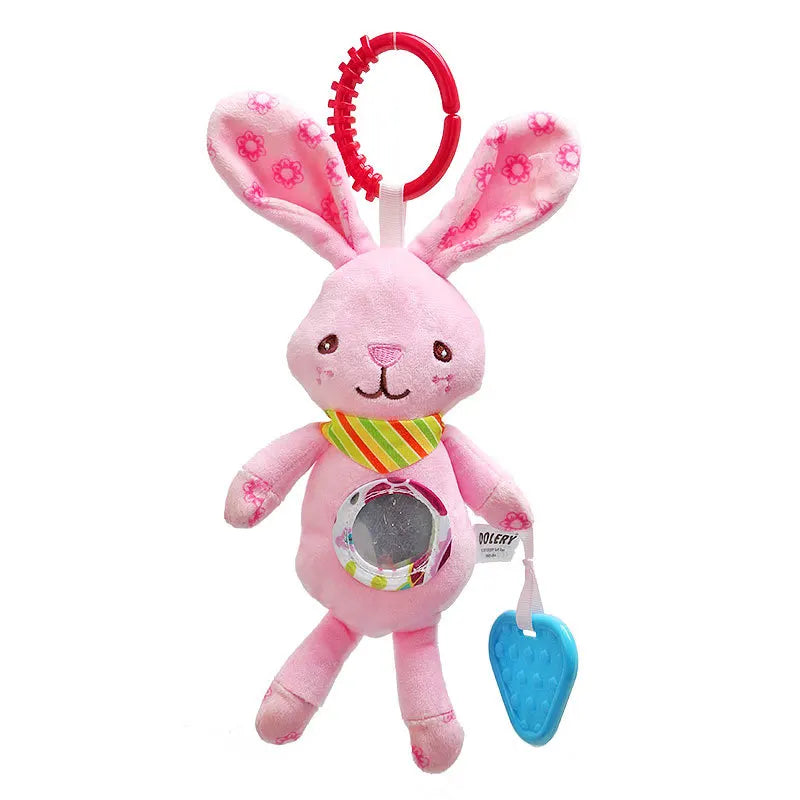 Baby Plush Rattle Toy with Teether Giraffe Zebra Handbell