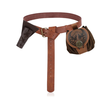 3PCS/1PCS MedievalCosplayLeather Belt Copper Coin Waist Bag Renaissance Dress Steam Belt Role Playing Halloween Belt Set Cosplay