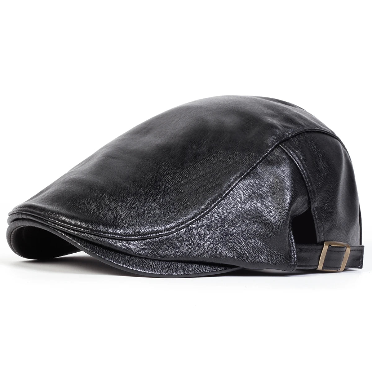 Men's Newsboy Cap Retro PU Leather Flat Beret Hat