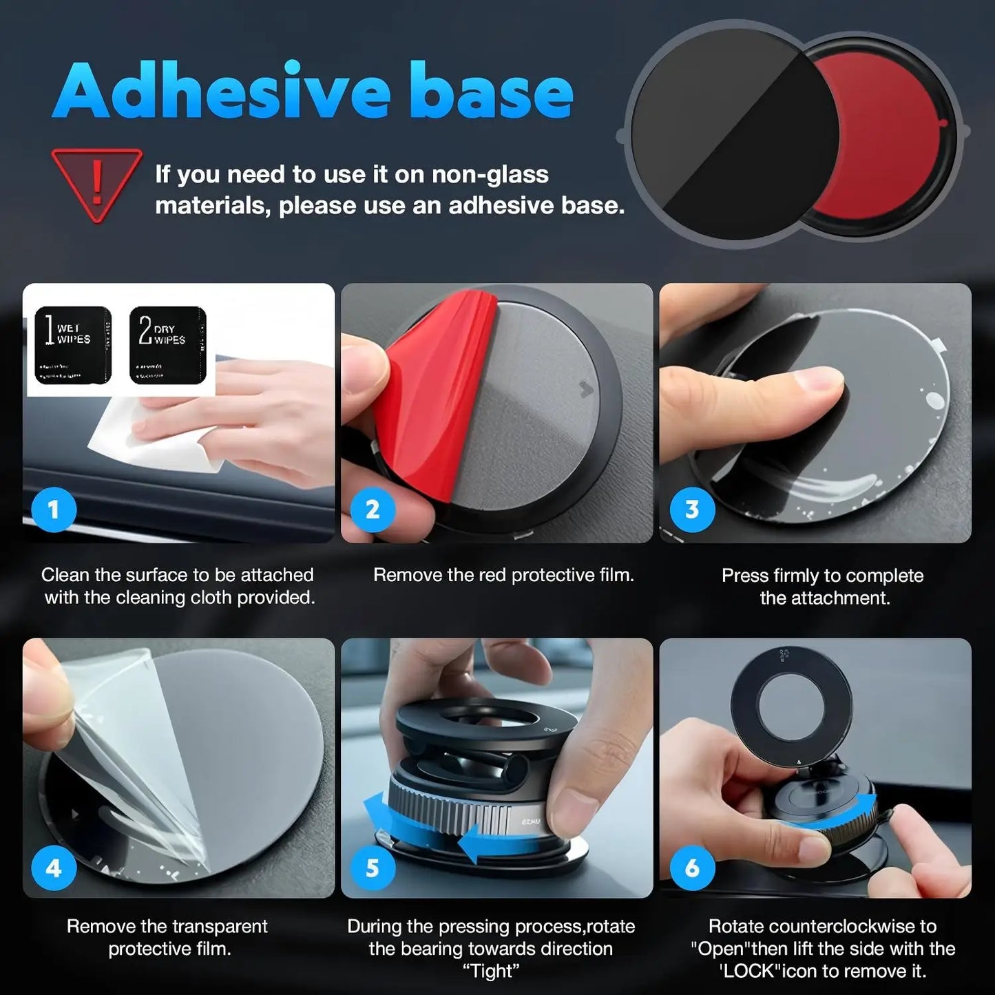 Magnetic Car Phone Holder 360° Foldable Vacuum Mount