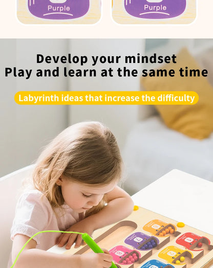 Wooden Magnetic Color Number Maze with Drawing Board