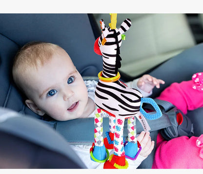 Baby Plush Rattle Toy with Teether Giraffe Zebra Handbell