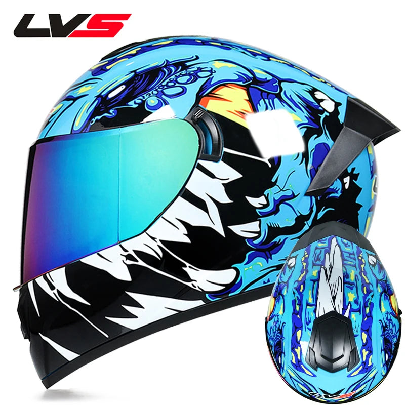Full Face Motorcycle Helmet DOT Dual Visor Racing Helmet