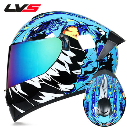 Full Face Motorcycle Helmet DOT Dual Visor Racing Helmet