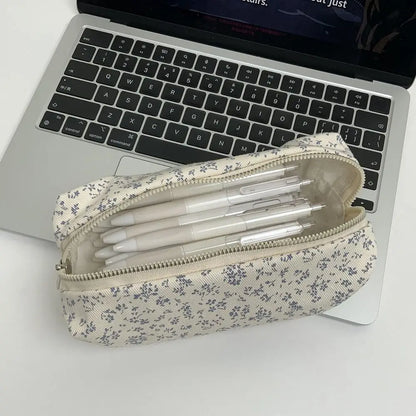 Floral Pencil Case Large Capacity Canvas Pen Bag