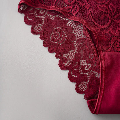 Lace Cotton Panties 3PCS Floral Embroidered Women's Briefs
