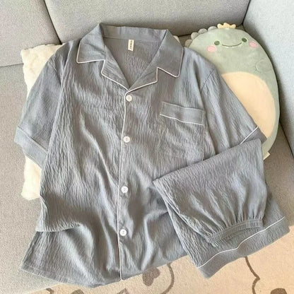 Men's Slim Fit Pajama Set Short Sleeve Summer Loungewear