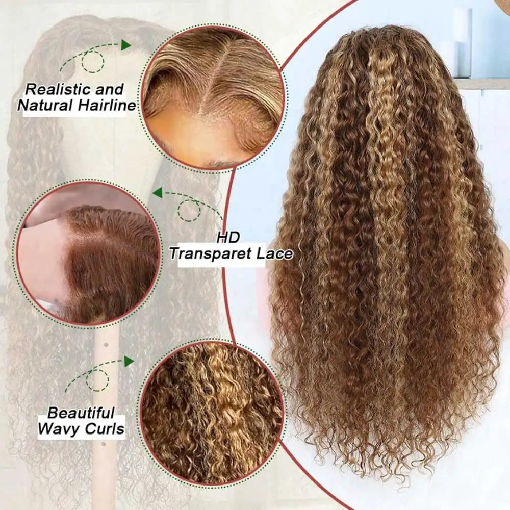 Highlight Deep Wave Wig 13x4 HD Lace Front Human Hair