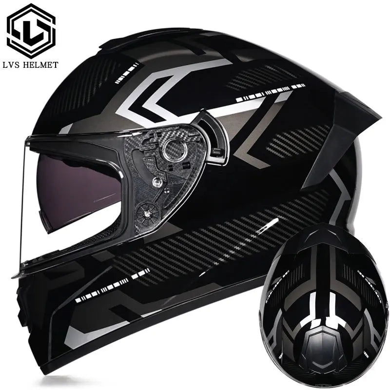 Full Face Motorcycle Helmet DOT Dual Visor Racing Helmet