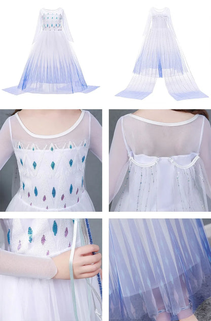 Girls Princess Dress Elsa Anna Kids Cosplay Costume