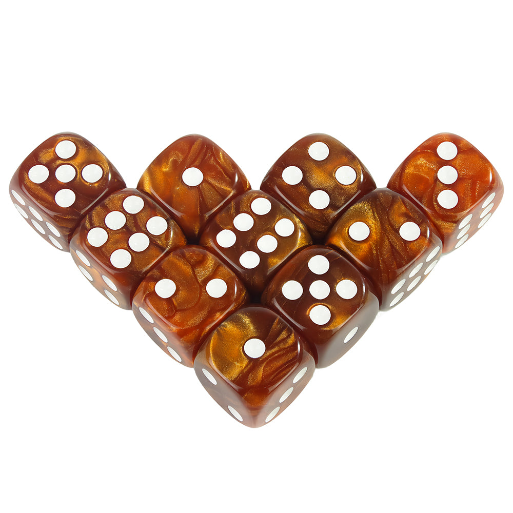 Acrylic Dice Set 10 Piece 16mm Marble D6 Game Dice