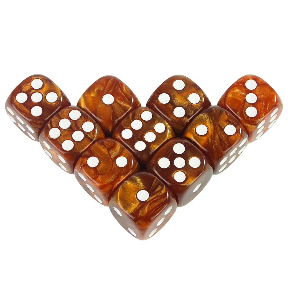 Acrylic Dice Set 10 Piece 16mm Marble D6 Game Dice