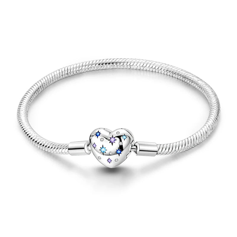 925 Sterling Silver Heart Bracelet with Zircon Accent