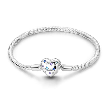 925 Sterling Silver Heart Bracelet with Zircon Accent