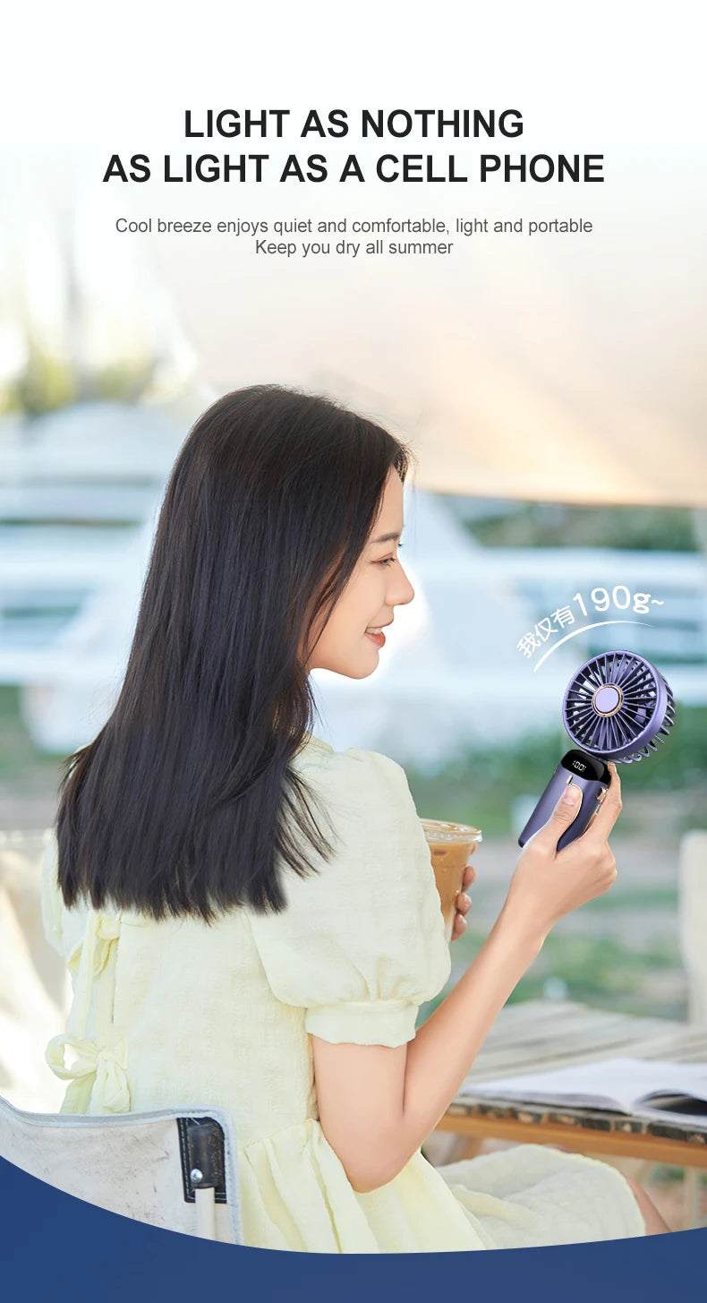 USB Handheld Mini Fan Rechargeable Foldable Neck Fan
