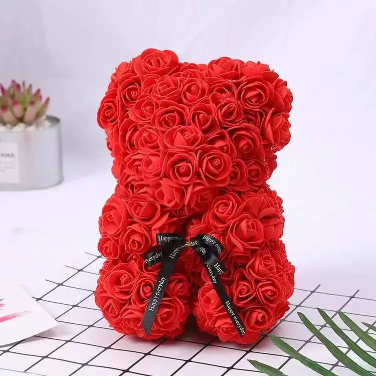 Rose Bear Gift 25cm Artificial Teddy Rose Bear with Box