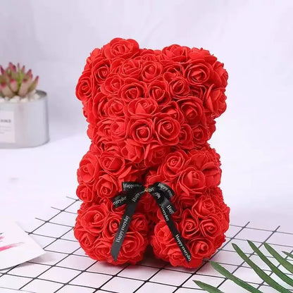 Rose Bear Gift 25cm Artificial Teddy Rose Bear with Box