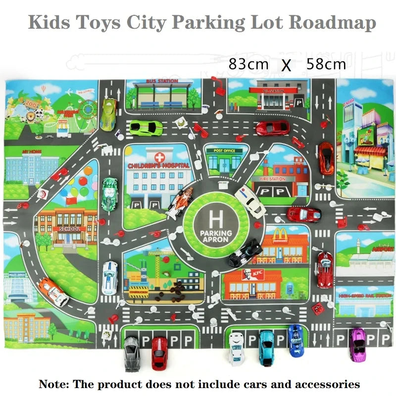 City Parking Lot Play Mat for Kids – Road Map Car Track & Educational Toy