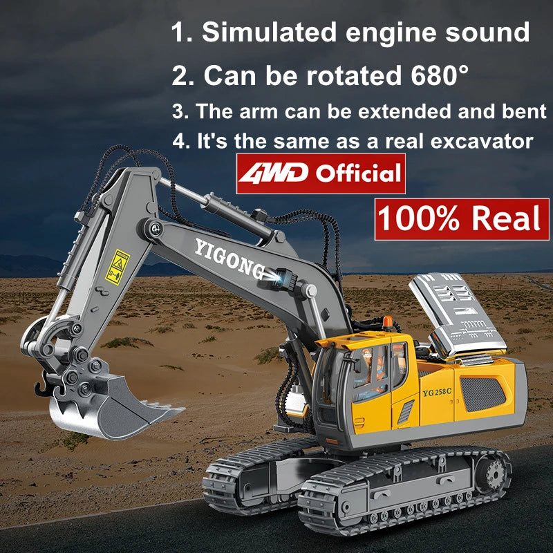 4WD RC Excavator Dump Truck Bulldozer 1:20 Remote Control Toy