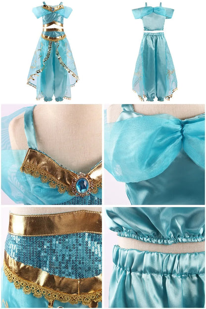 Girls Princess Dress Elsa Anna Kids Cosplay Costume