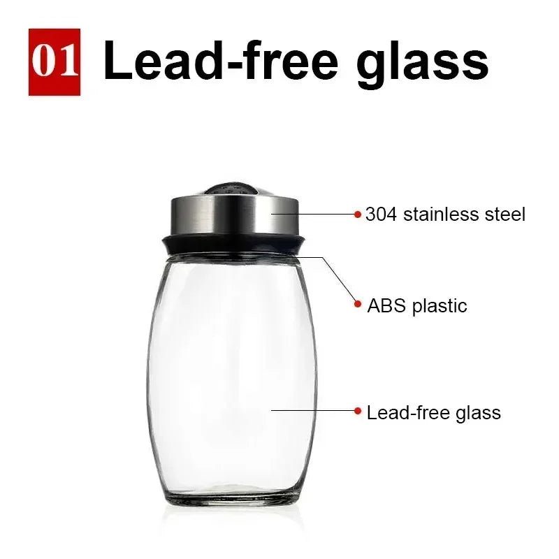 Glass Spice Jar Set with Rack, 6-Piece Seasoning Storage Organizer
