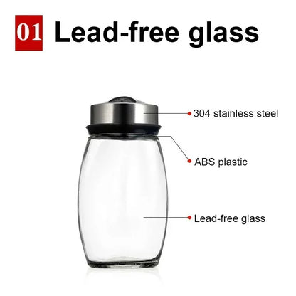 Glass Spice Jar Set with Rack, 6-Piece Seasoning Storage Organizer