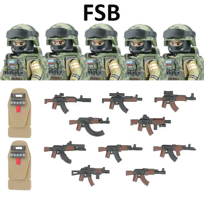 Military Soldier Building Blocks Mini Figure Set with Accessories