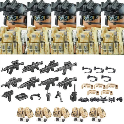 Military Soldier Building Blocks Mini Figure Set with Accessories