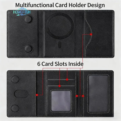 Mag Safe Card Holder PU Leather Magnetic Trifold Wallet