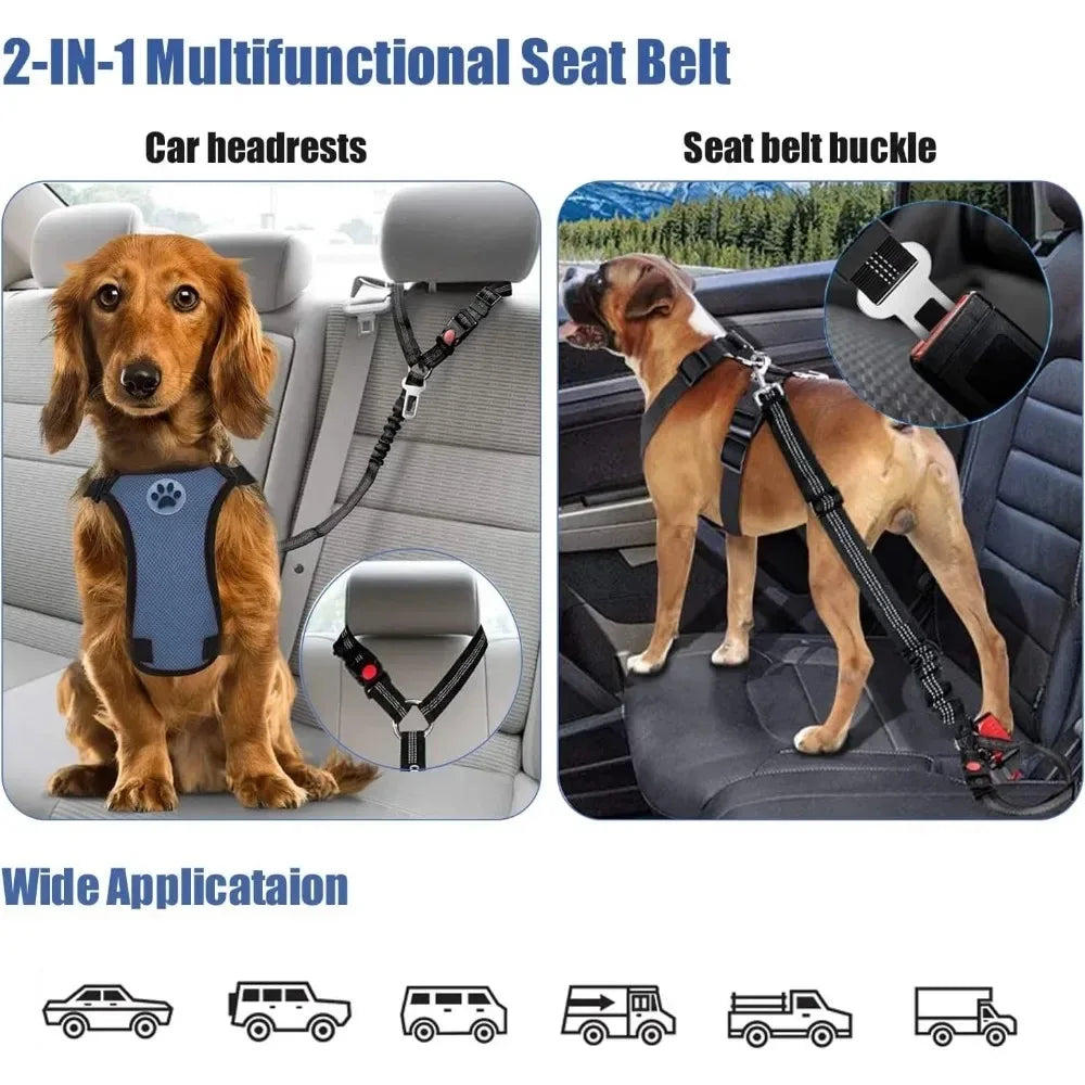 Dog Seat Belt – Adjustable Reflective Pet Car Safety Restraint