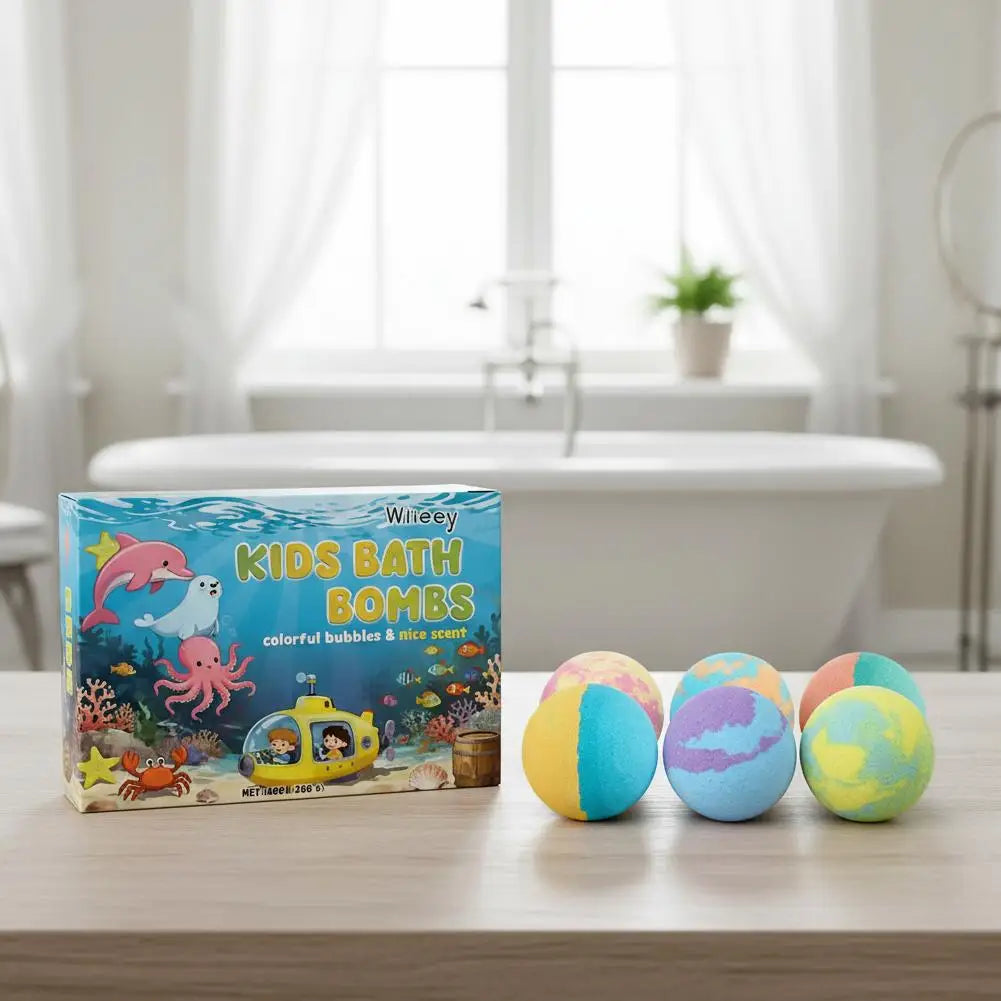 Kids Bath Bomb Gift Set Colorful Fizzy Spa Balls 6 Pack