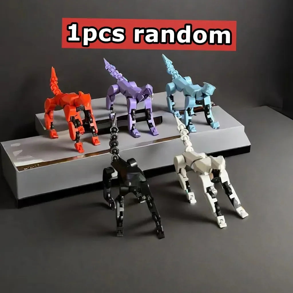 T13 Multi-Joint Robot Action Figure with Dog – 14cm Poseable Model