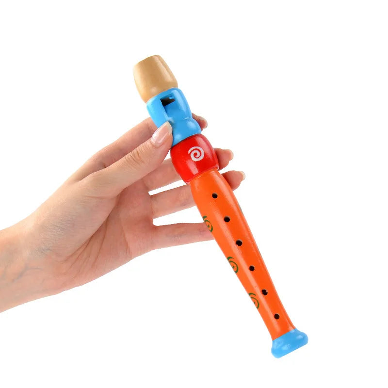 Wooden Flute for Kids, Colorful Beginner Instrument