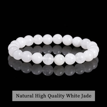 Natural Stone Bead Bracelet – Crystal Gemstone Stretch Bracelet
