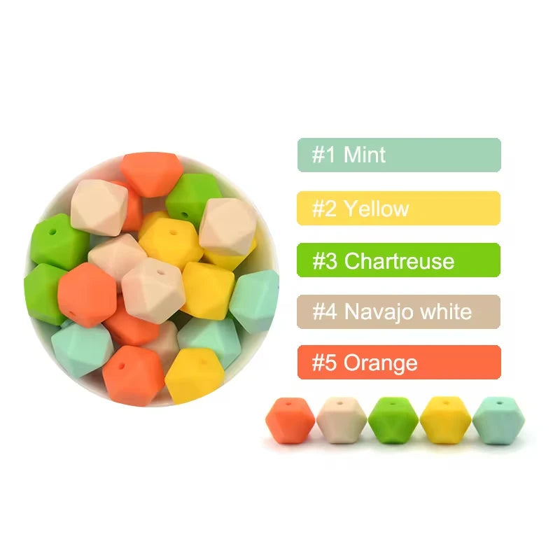 Silicone Hexagon Beads 10pcs Food Grade DIY Jewelry Making