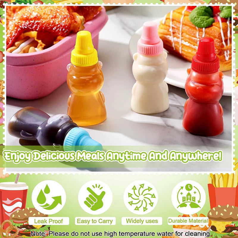 Mini Condiment Squeeze Bottles – Portable Sauce Containers for Lunch Boxes