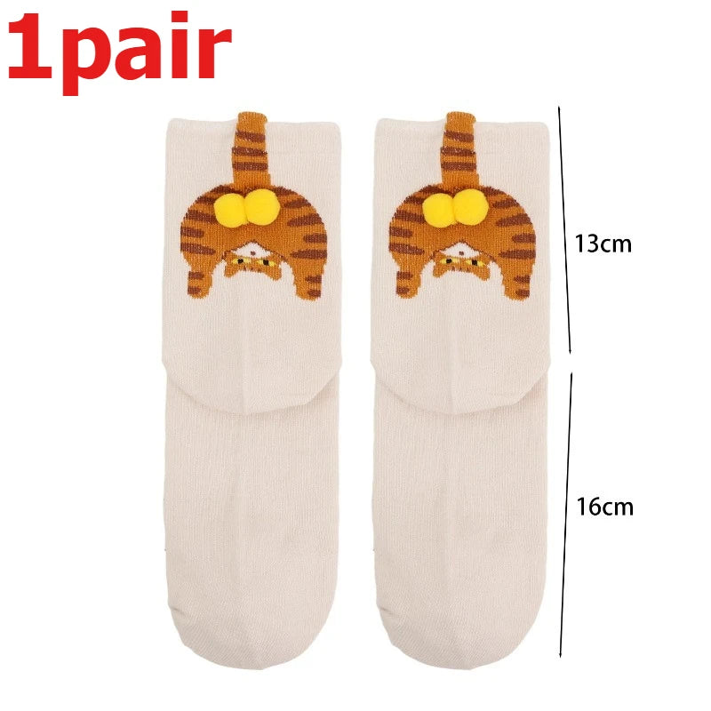 Funny Cat Socks 4 Pairs Cartoon Mid Tube Casual Socks