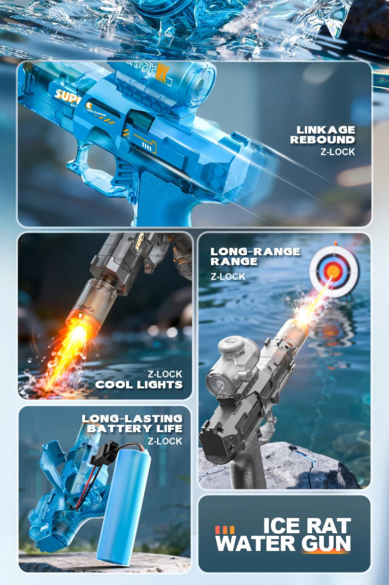Electric Automatic Water Gun with Lights & Rechargeable Battery