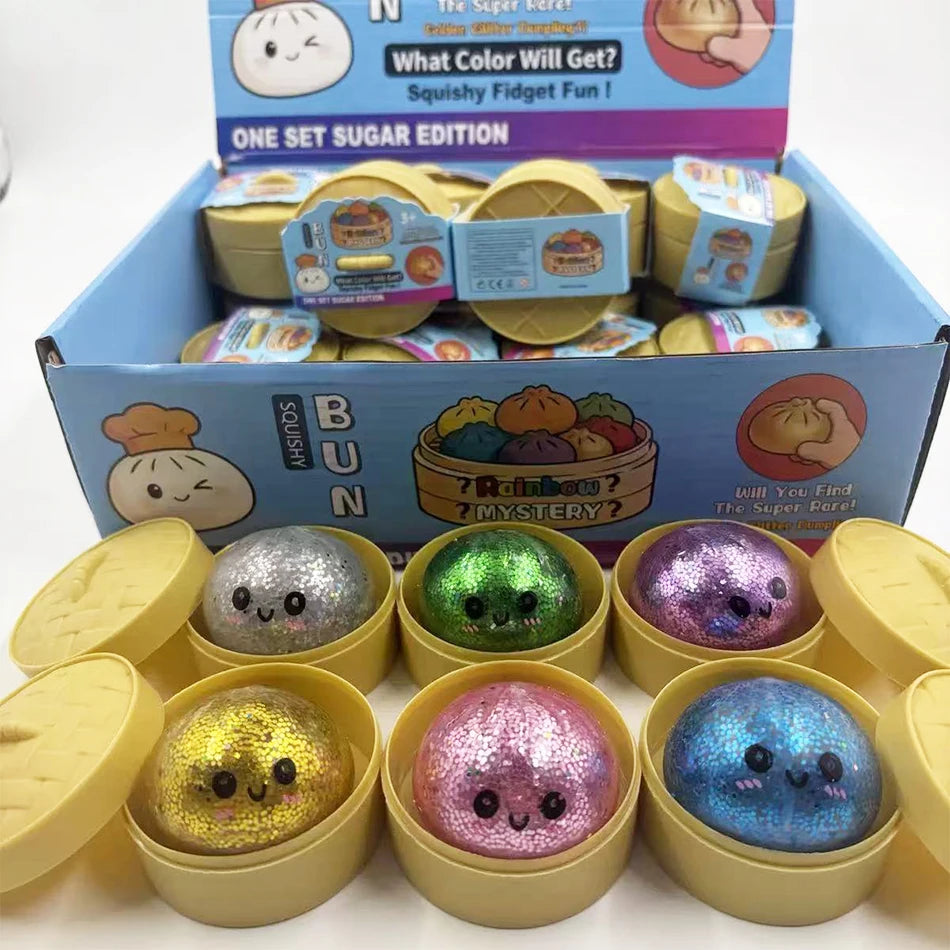 Mini Glitter Dumpling Squishy – 5–5.5cm Fidget Toy