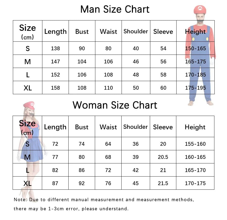 Super Luigi Costume Adult Cosplay Jumpsuit Dress Set