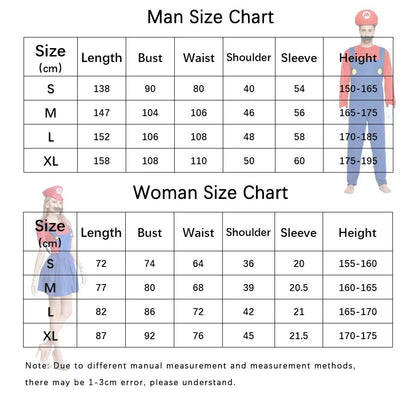 Super Luigi Costume Adult Cosplay Jumpsuit Dress Set