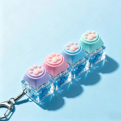 LED Keyboard Keychain Fidget Toy Crystal Clicker Sensory Gadget