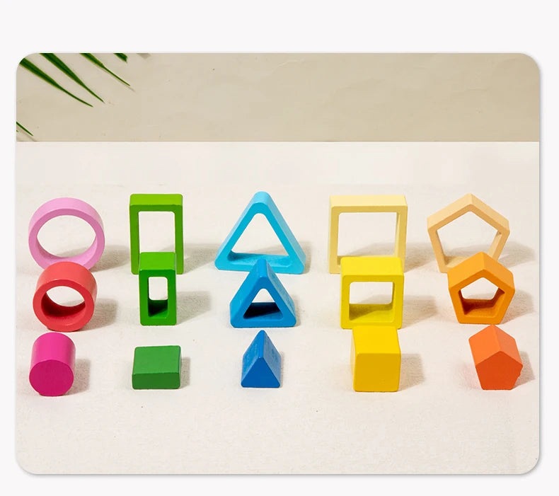 Wooden Sorting Toy, Montessori Stacking Blocks