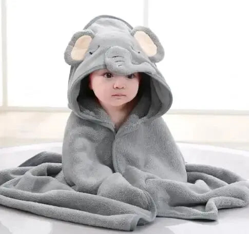 Baby Hooded Bath Towel Coral Fleece Toddler Bathrobe