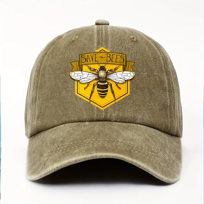 Bee Print Baseball Cap Adjustable Unisex Sun Hat for Outdoor Wear