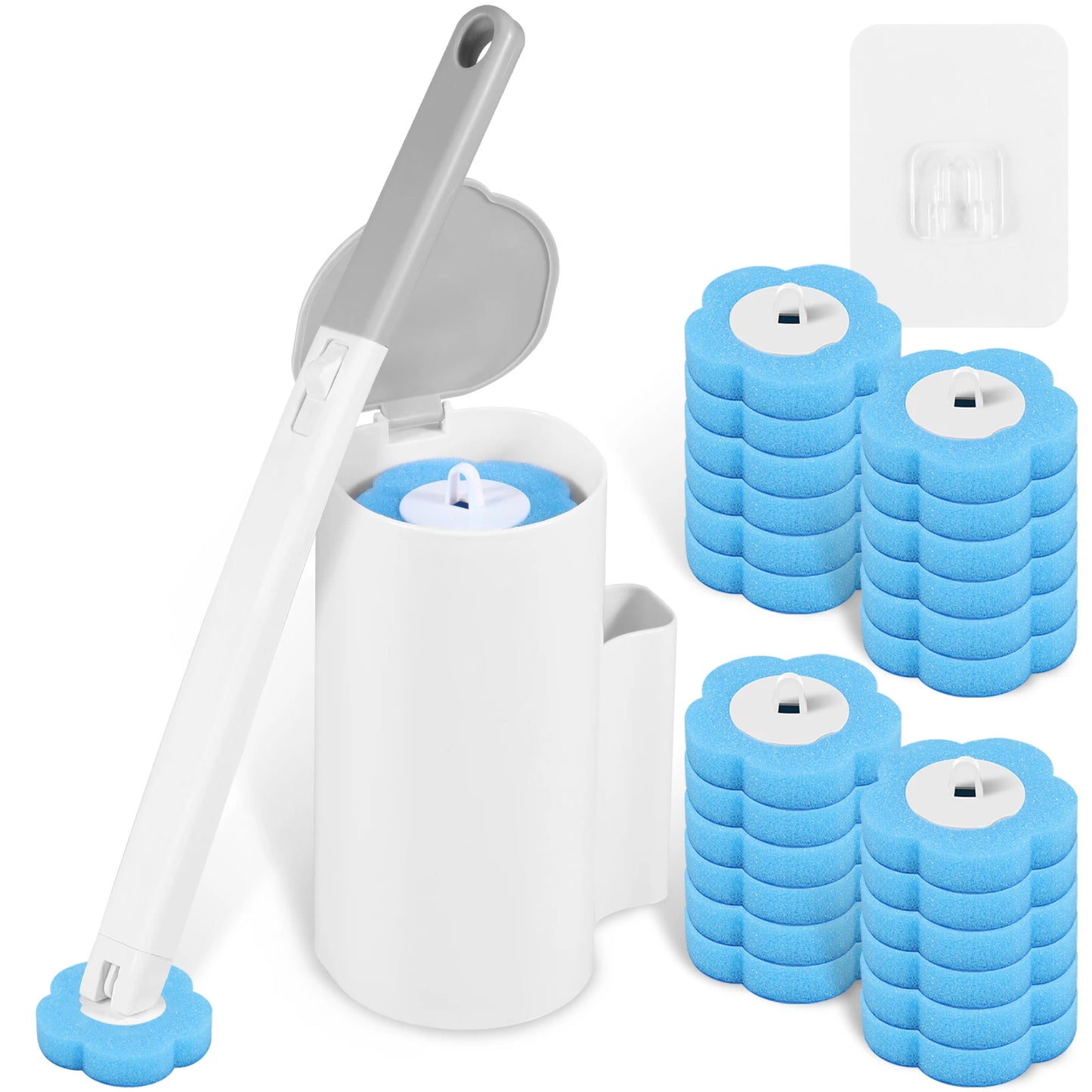 Disposable Toilet Brush Set with Holder & Refills