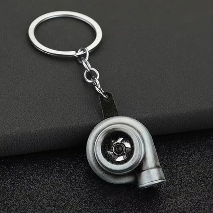 Stainless Steel Car Keychain – Brake Disc Turbo Gear Keyring for Men