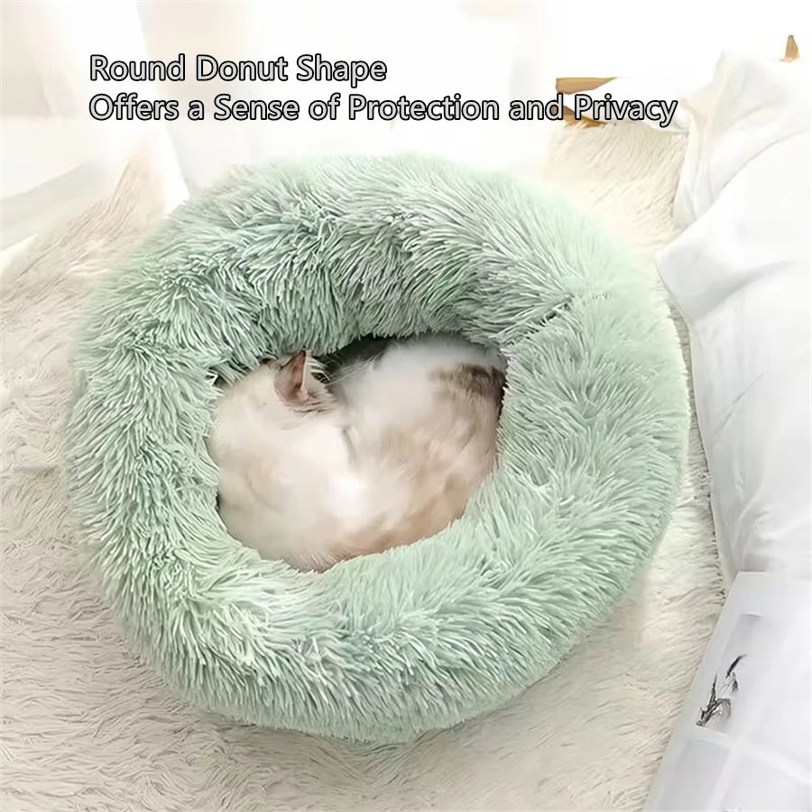 Donut Cat Bed – Plush Washable Round Pet Bed for Dogs