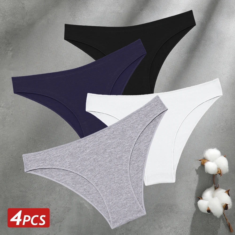 Cotton Seamless Panties 4PCS Women's Low Rise Briefs
