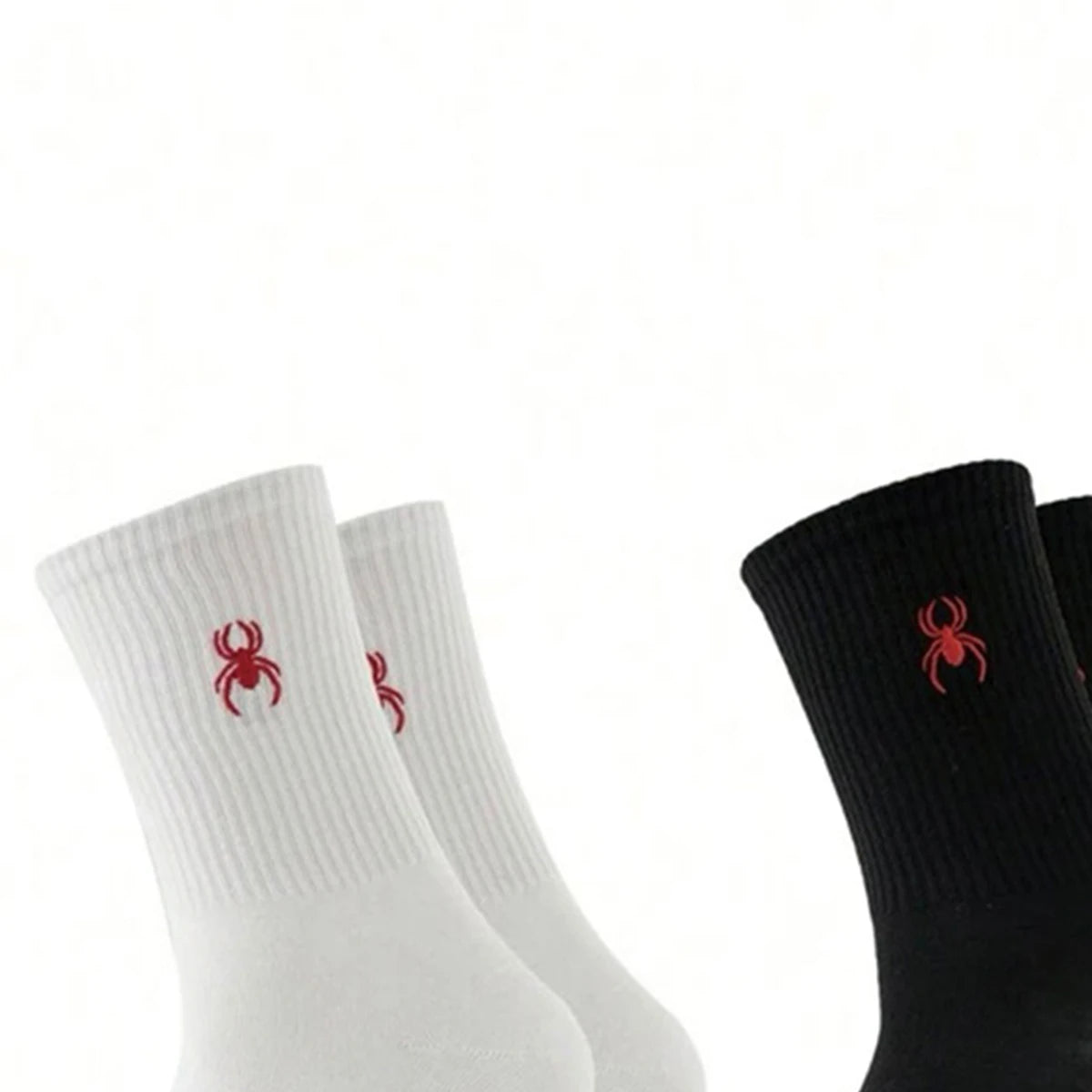 5/10/20 Pairs of Men's Crew Socks with Spider Pattern, Comfortable, Breathable, Moisture Wicking, Halloween